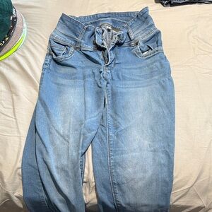 Blue Denim Jeans with Tie Waist